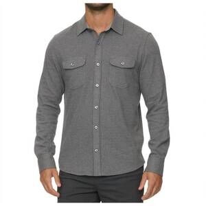 NEW FLAGS & ANTHEM hero solid twill knit flannel shirt in charcoal